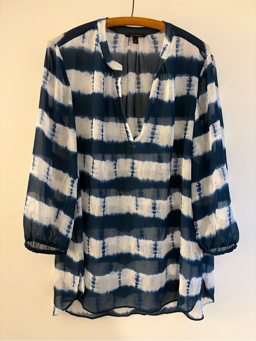 Sheer tie-dye pattern tunic, size L